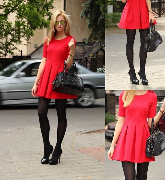 Красное платье с чем сочетать и макияж туфли прическа thumbnail