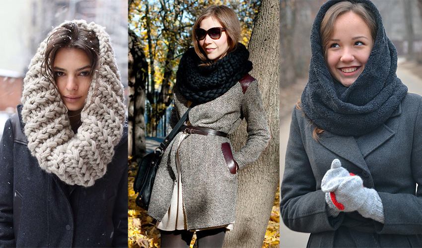 Как правильно носить шарф на голове с пальто