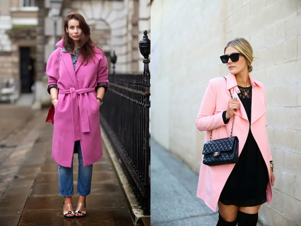 Что носить с розовым пальто